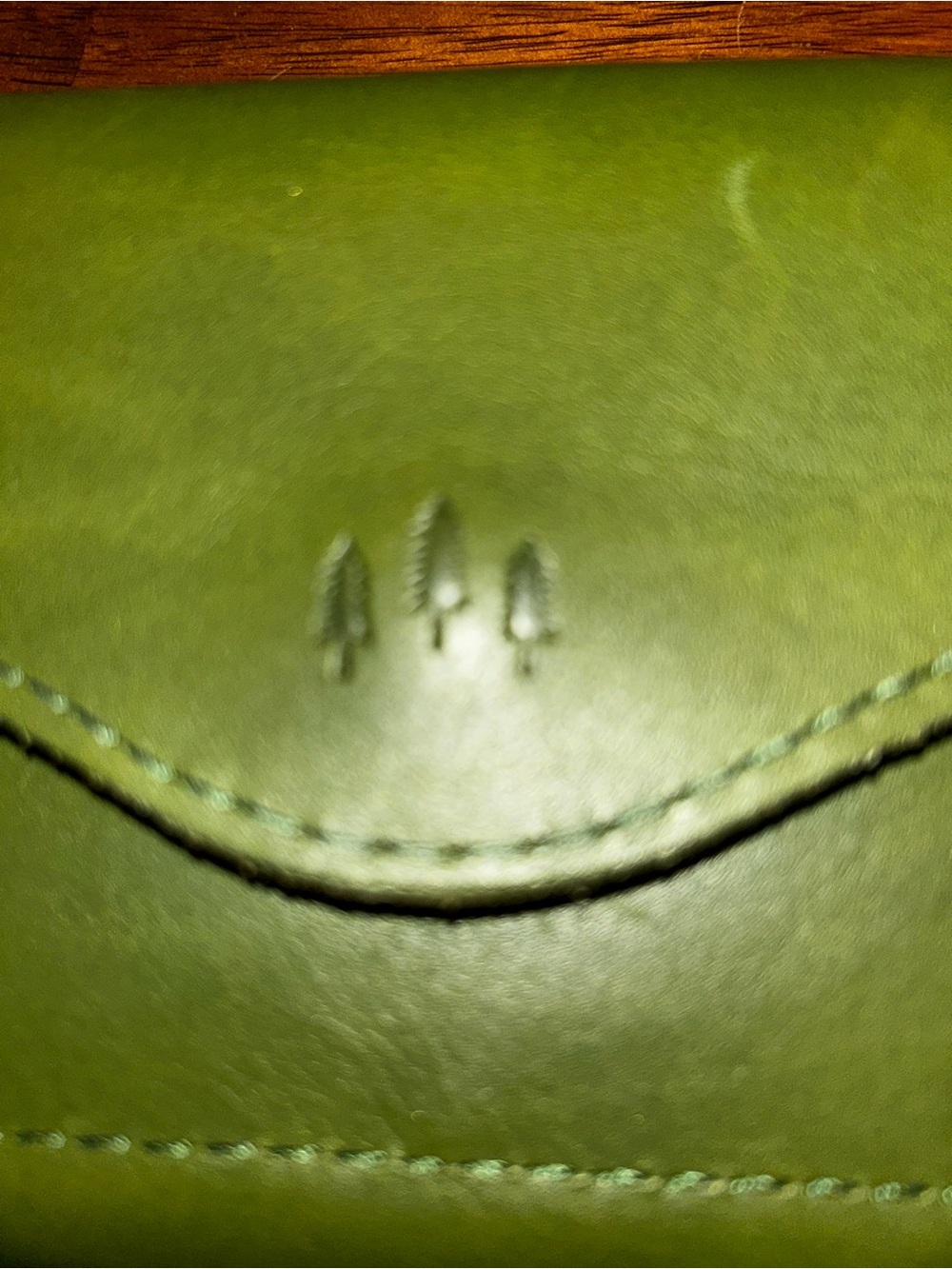 Portland Leather Goods Bozeman Pine Green Leather Snap Wallet with Tree Logo - Picture 7 of 12
